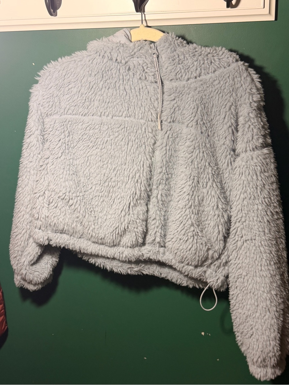 BDG Light Gray Plush Half-Zip Puffer Jacket for Kids